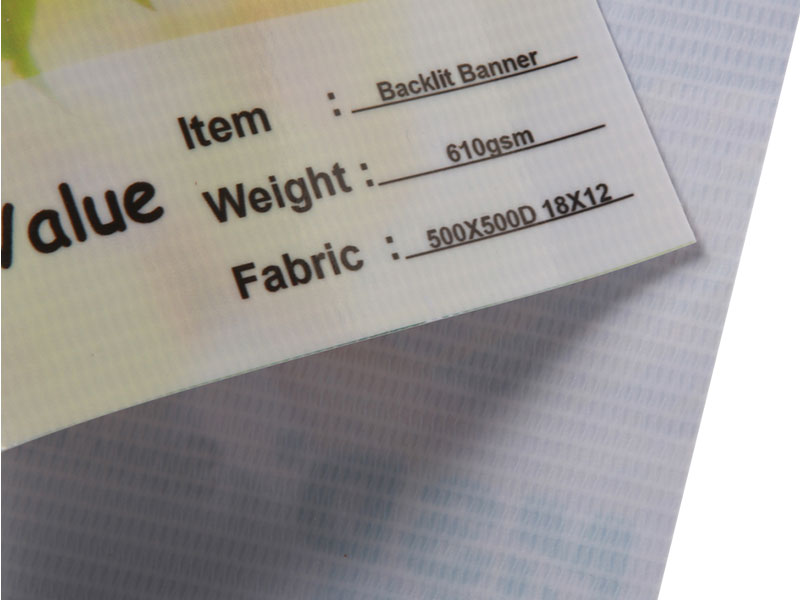 610gsm प्रिंटेबल लैमिनेटेड बैकलिट फ्लेक्सिबल बैनर