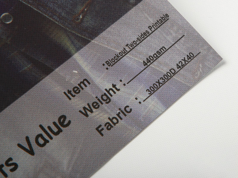 440gsm डबल-साइडेड प्रिंटेबल ब्लैकआउट पीवीसी सीलिंग फिल्म